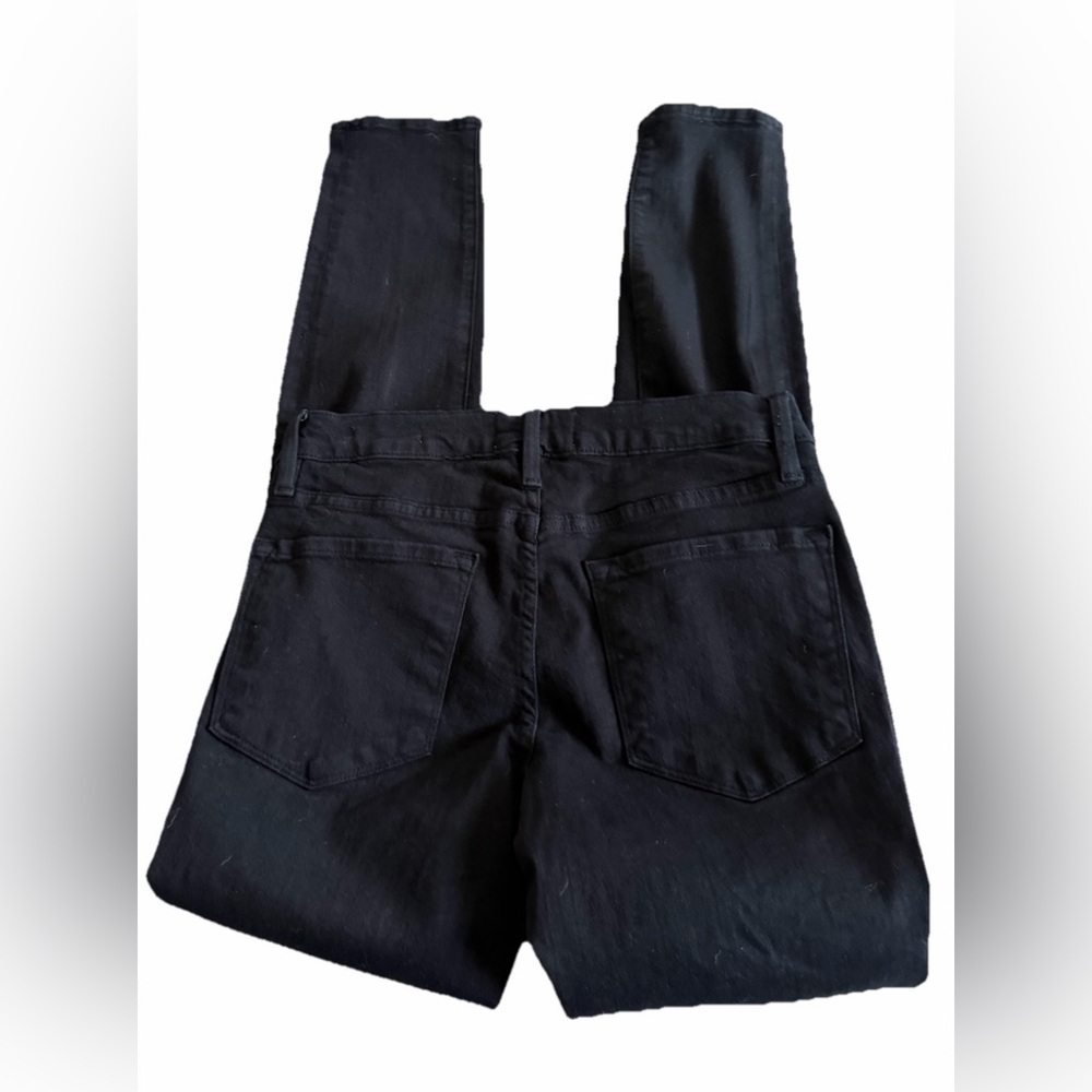 FRAME LE SKINNY de JEANNE Film Noir Black Distressed Denim Jeans Size 26 27x29 - Picture 6 of 8